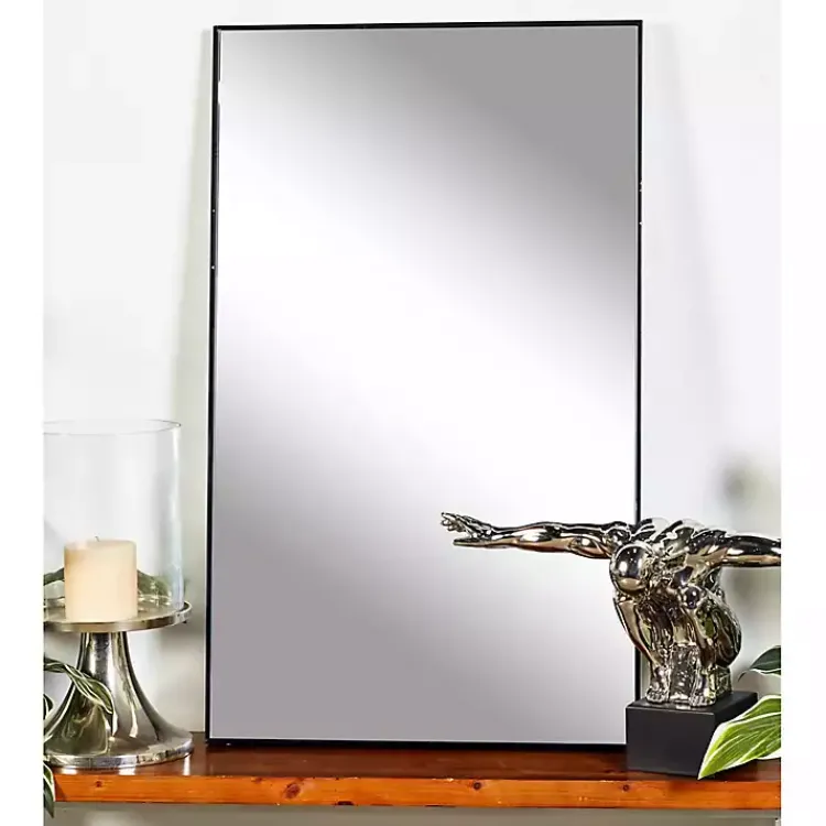 Framed Mirrors-Kirklands Home Wood Framed Mirror, 24x40 in. Black