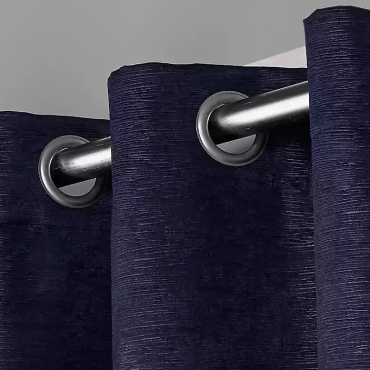 Curtains & Drapes-Kirklands Home Oxford Navy Thermal Curtain Panel Set, 84 in. Blue