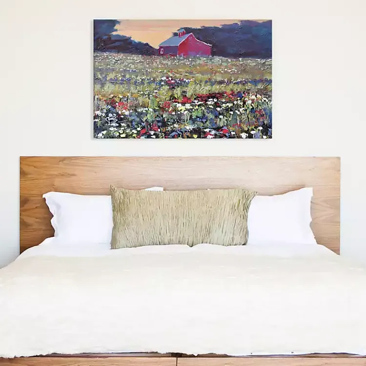 Canvas Art-Kirklands Home Red Barn and Flowers Canvas Art Print
