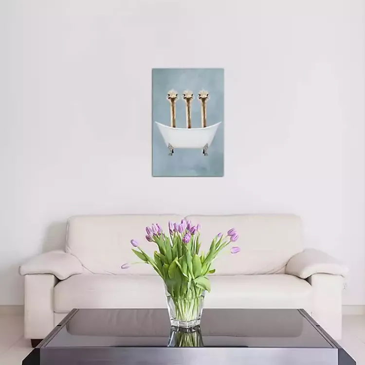 Canvas Art-Kirklands Home Ostriches in Bathtub Canvas Art Print Multi