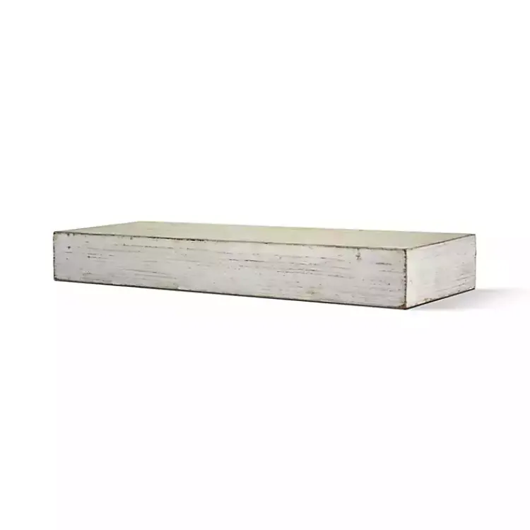Shelves-Kirklands Home Whitewashed Wood Floating Shelf, 24 in.