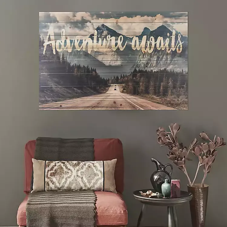 Wall Quotes & Signs-Kirklands Home Adventure Awaits Wood Art Print