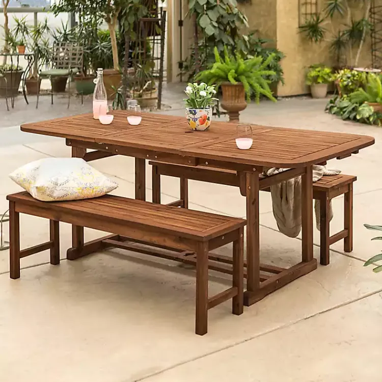 Outdoor Dining-Kirklands Home Dark Acacia Wood 3-pc. Outdoor Dining Set Brown