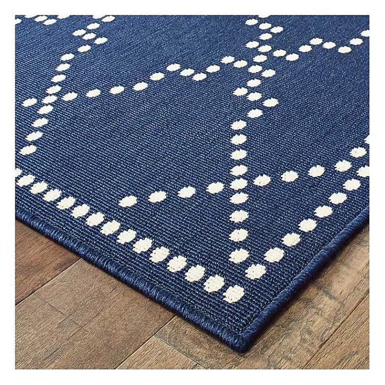 Outdoor Rugs-Kirklands Home Navy Caden Outdoor Area Rug, 5x7