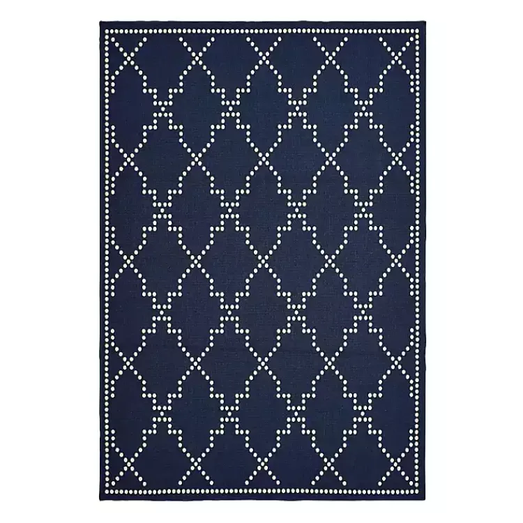 Outdoor Rugs-Kirklands Home Navy Caden Outdoor Area Rug, 6x9