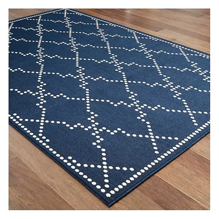 Outdoor Rugs-Kirklands Home Navy Caden Outdoor Area Rug, 6x9