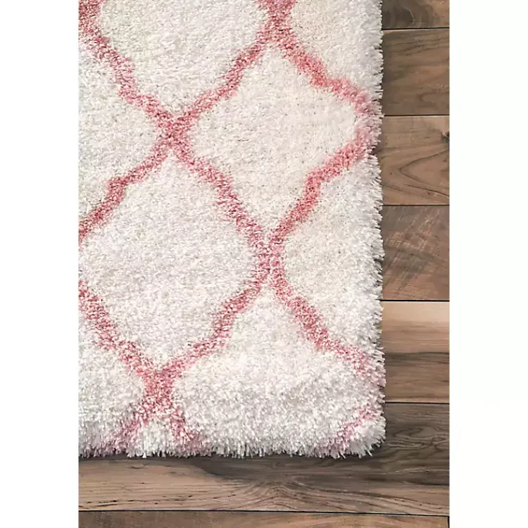 Area Rugs-Kirklands Home Pink and White Iliza Trellis Area Rug, 5x8