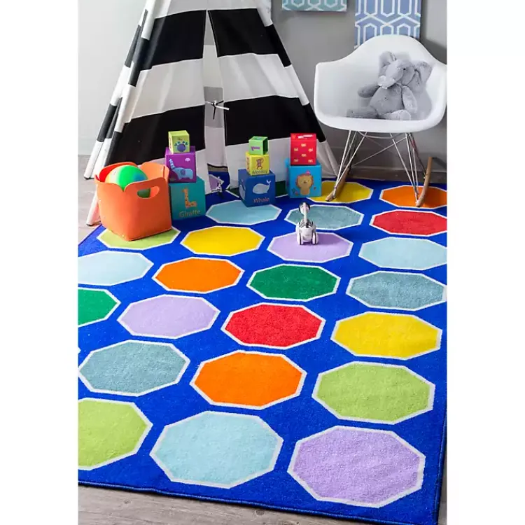 Area Rugs-Kirklands Home Primary Color Hexagon Area Rug, 5x8 Multi