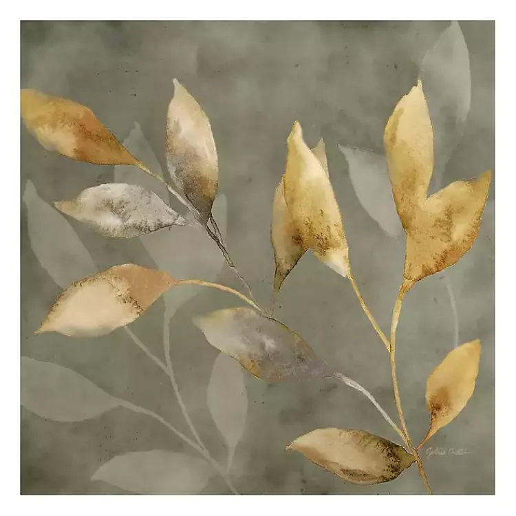 Canvas Art-Kirklands Home Leaves on Gray Giclee Canvas Art Print
