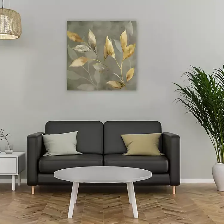 Canvas Art-Kirklands Home Leaves on Gray Giclee Canvas Art Print
