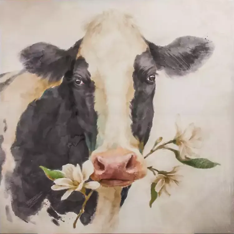 Canvas Art-Kirklands Home Magnolia Cow Canvas Art Print