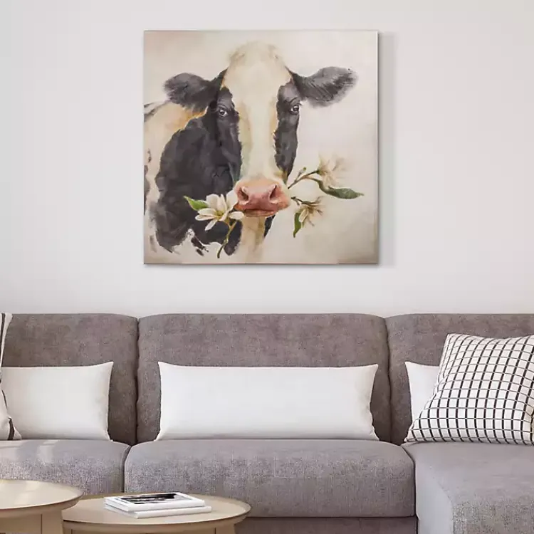 Canvas Art-Kirklands Home Magnolia Cow Canvas Art Print