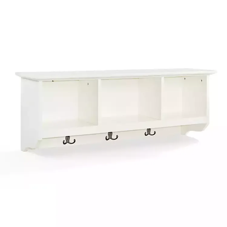 Wall Storage-Kirklands Home White Brenna Storage Shelf with Hooks