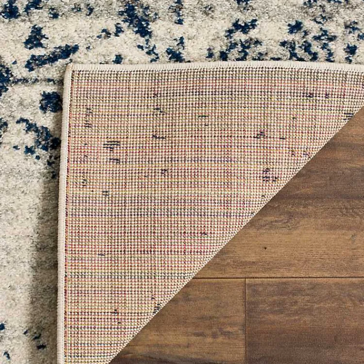 Area Rugs-Kirklands Home Navy and Cream Madison Distressed Area Rug, 8x10