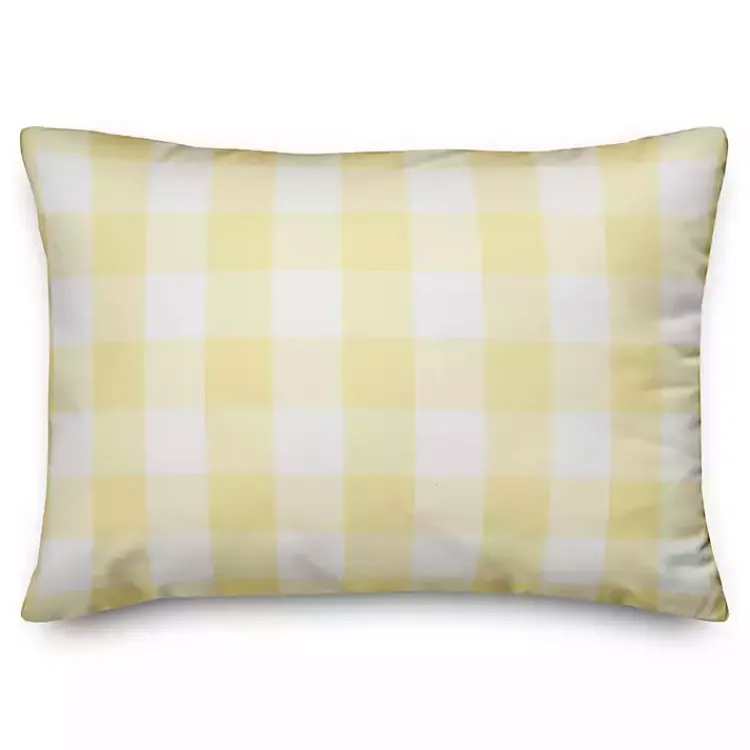 Outdoor Cushions & Pillows-Kirklands Home Buffalo Check Lemon Outdoor Pillow Yellow