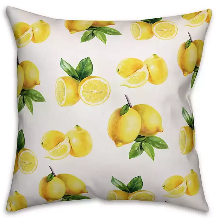 Outdoor Cushions & Pillows-Kirklands Home Bright Yellow Lemons Outdoor Pillow