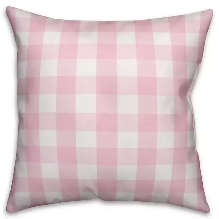 Outdoor Cushions & Pillows-Kirklands Home Pink Buffalo Check Flamingo Outdoor Pillow