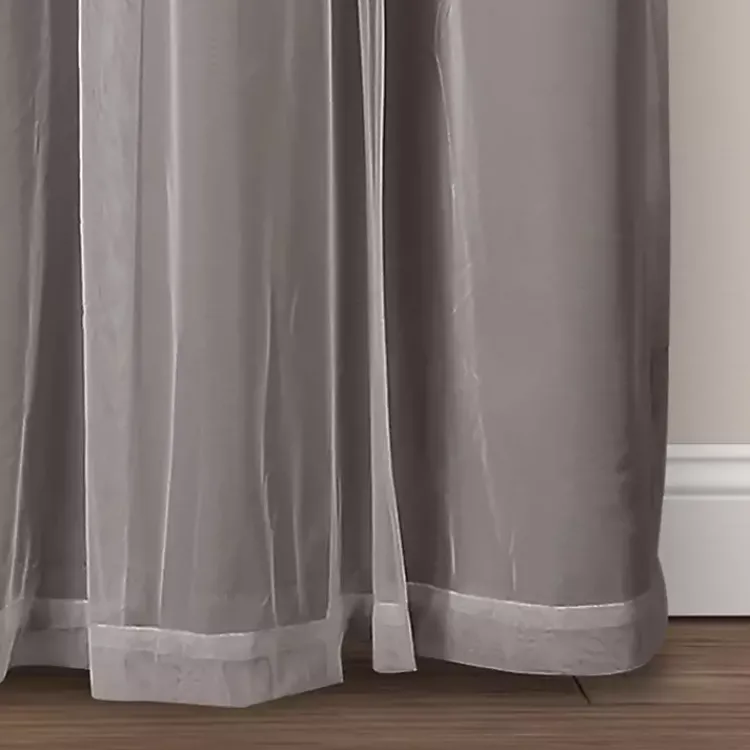 Curtains & Drapes-Kirklands Home Curtain Panel Set with Overlay, 84 in. Gray