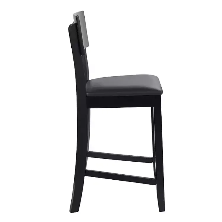 Bar Stools & Counter Height Stools-Kirklands Home Tyler Vinyl Seat Counter Stool Black