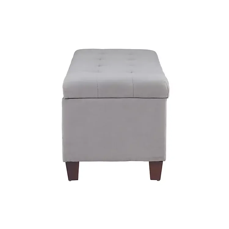Entryway Furniture-Kirklands Home Amelia Tufted Shoe Storage Ottoman Bench Gray