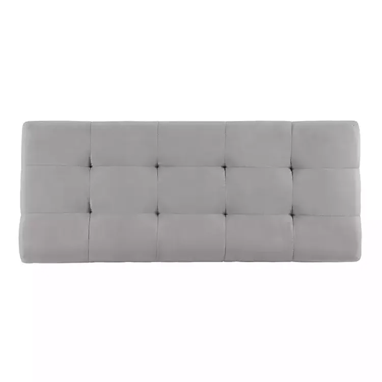 Entryway Furniture-Kirklands Home Amelia Tufted Shoe Storage Ottoman Bench Gray