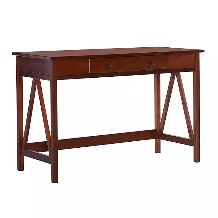Office Furniture-Kirklands Home Charleston Antique Tobacco Desk Brown