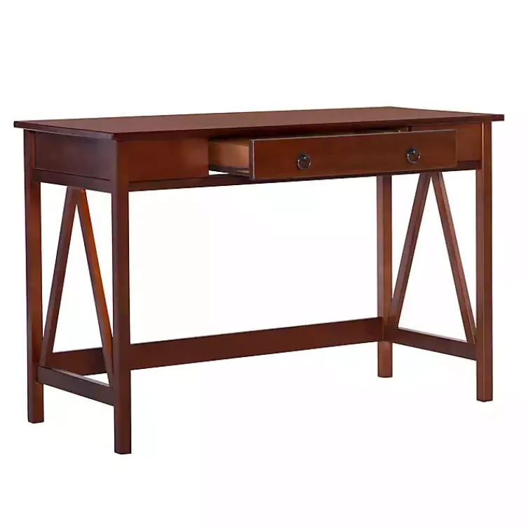 Office Furniture-Kirklands Home Charleston Antique Tobacco Desk Brown