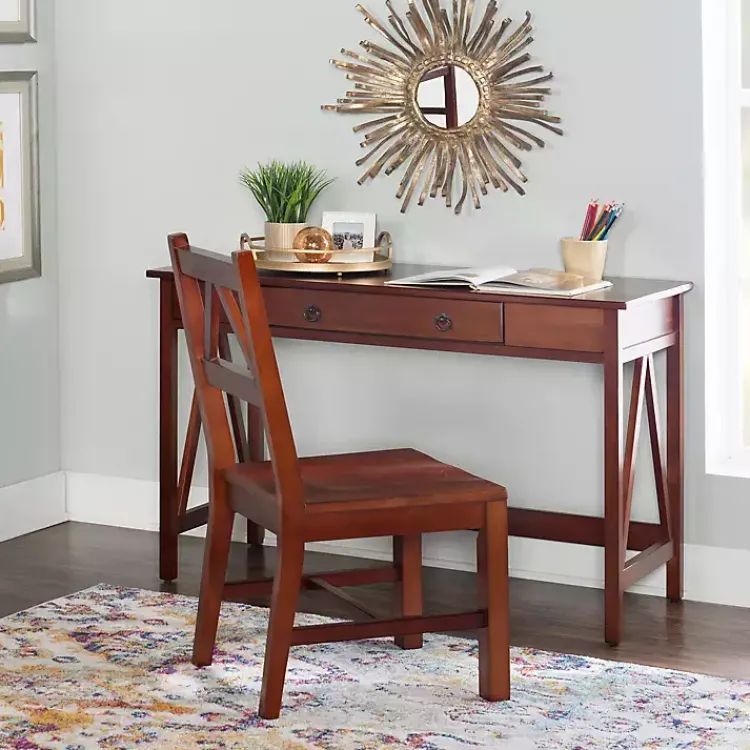 Office Furniture-Kirklands Home Charleston Antique Tobacco Desk Brown