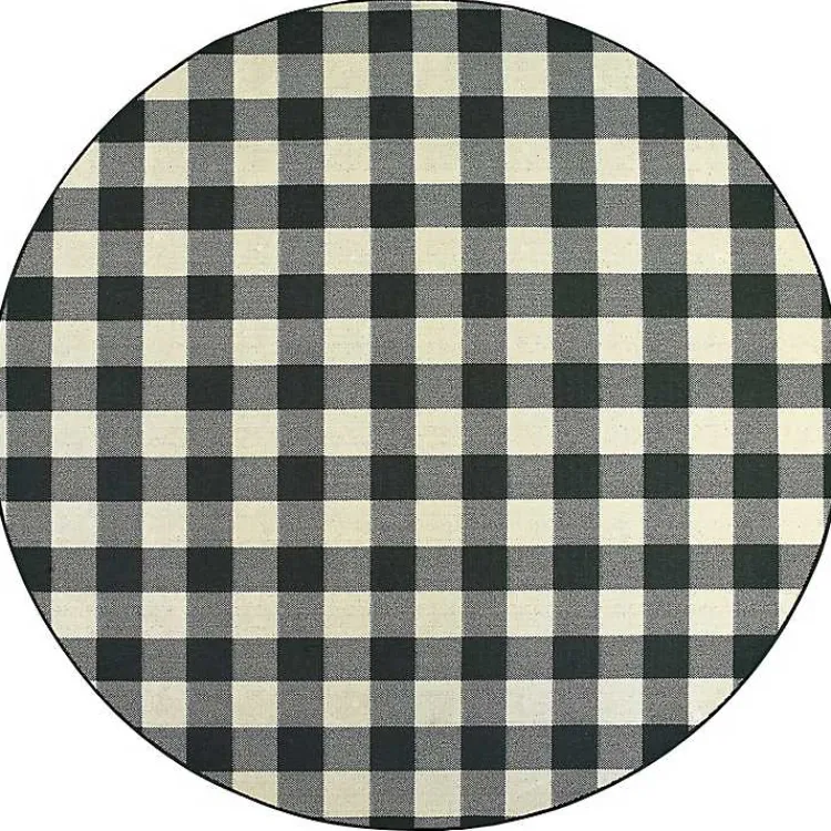 Area Rugs-Kirklands Home Round Madura Buffalo Check Outdoor Area Rug, 7 ft.