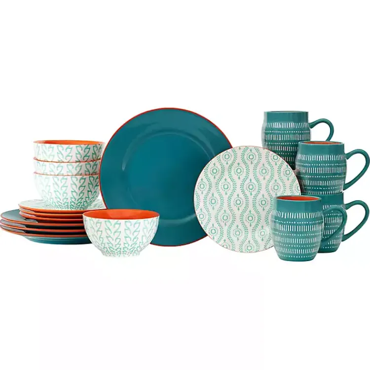 Dinnerware-Kirklands Home Turquoise Tangiers 16-pc. Dinnerware Set Blue