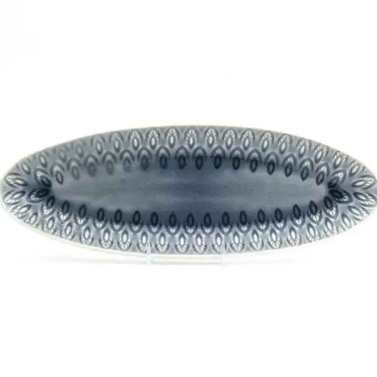 Serving & Entertaining-Kirklands Home Crackle Glaze Peacock Appetizer Platter Gray