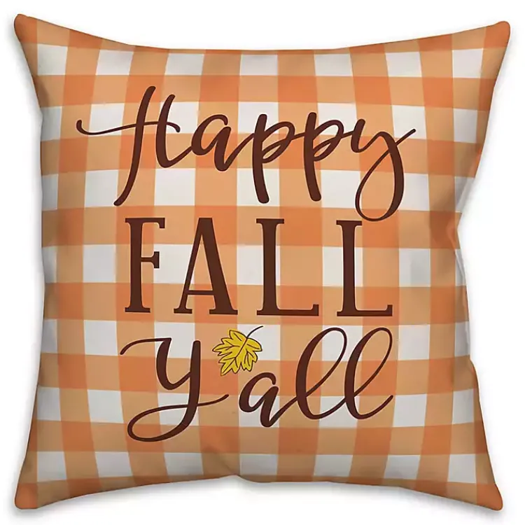 Outdoor Cushions & Pillows-Kirklands Home Happy Fall Y'all Double Sided Outdoor Pillow Orange