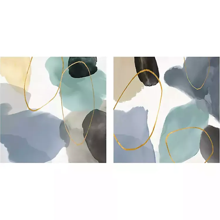 Canvas Art-Kirklands Home Pebbled Harmony Giclee Canvas Art Print, Set of 2 Multi