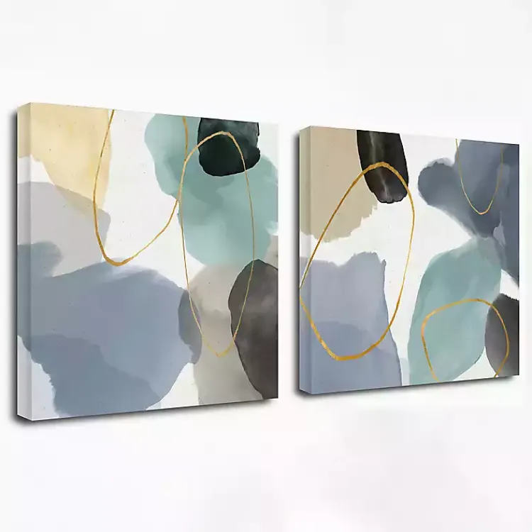 Canvas Art-Kirklands Home Pebbled Harmony Giclee Canvas Art Print, Set of 2 Multi