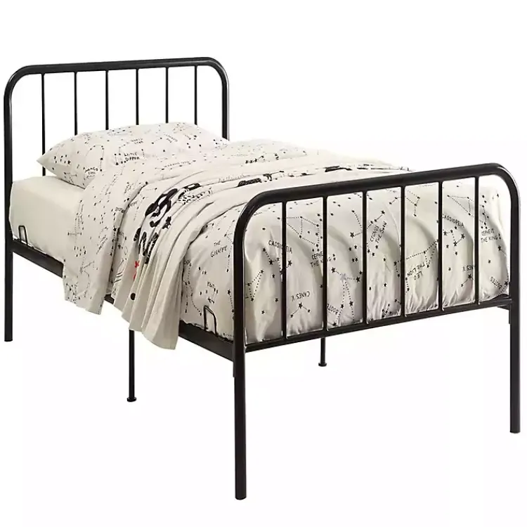 Beds & Headboards-Kirklands Home Metal Twin Bed in a Box Black