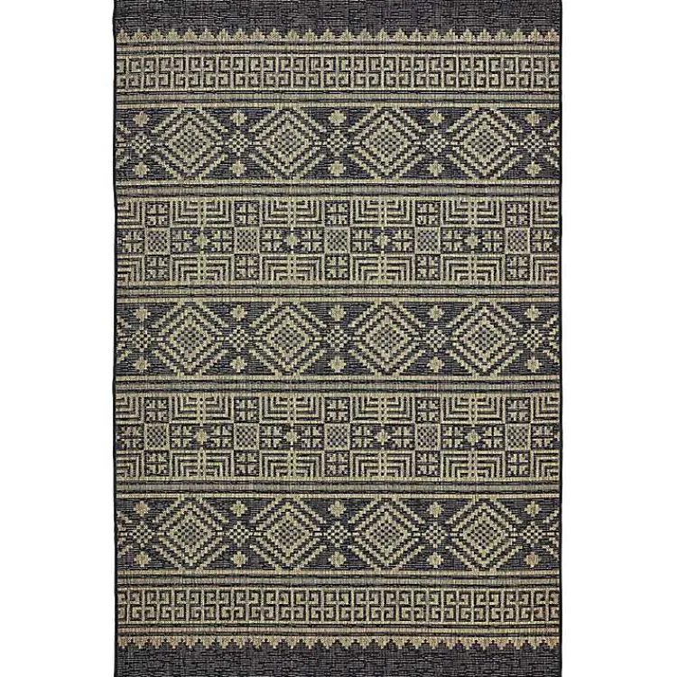 Outdoor Rugs-Kirklands Home Greek Key Sun Shower Outdoor Area Rug, 5x8
