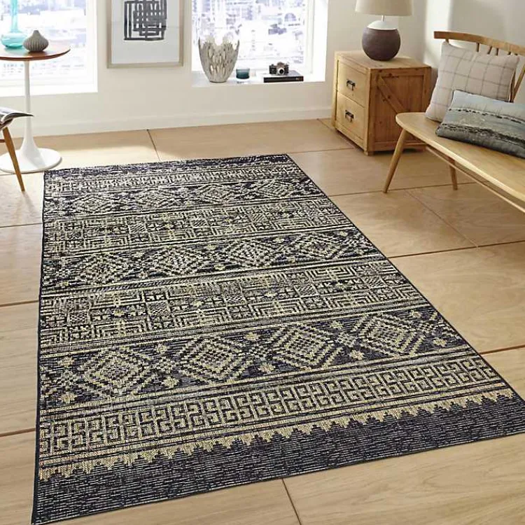 Outdoor Rugs-Kirklands Home Greek Key Sun Shower Outdoor Area Rug, 5x8