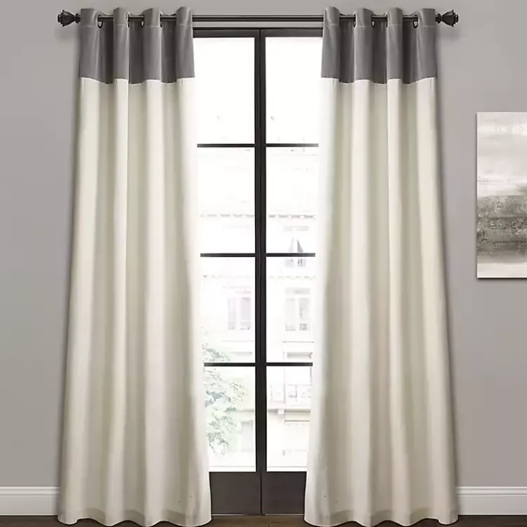Curtains & Drapes-Kirklands Home and Ivory Millie Curtain Panel Set, 84 in. Gray