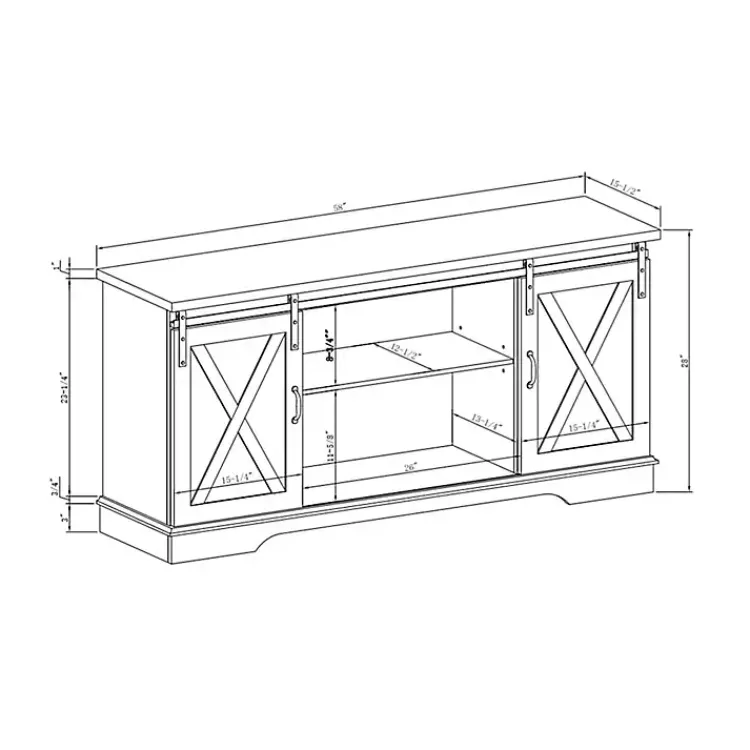 Tv Stands & Media Consoles-Kirklands Home Sliding Barn Door Open Shelf Wash TV Stand Gray