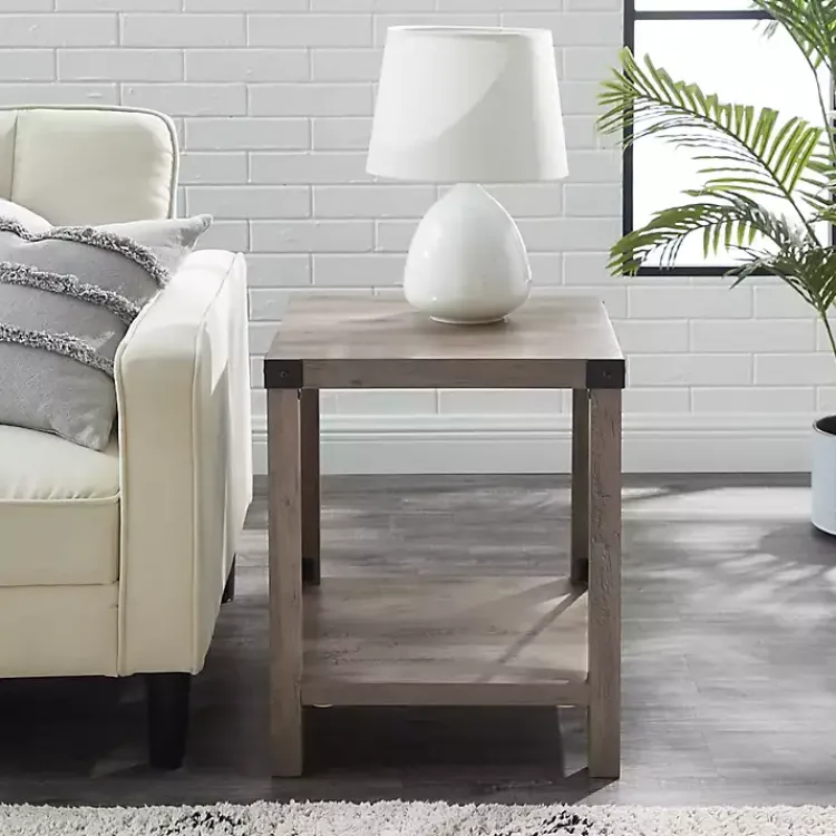 Accent & End Tables-Kirklands Home Wash Industrial X-Frame Accent Table Gray