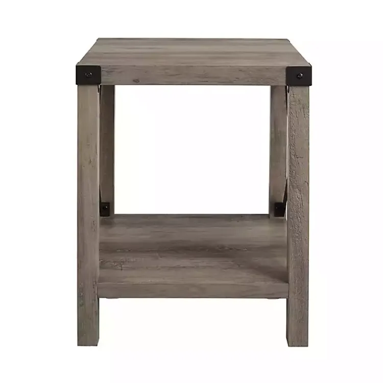 Accent & End Tables-Kirklands Home Wash Industrial X-Frame Accent Table Gray