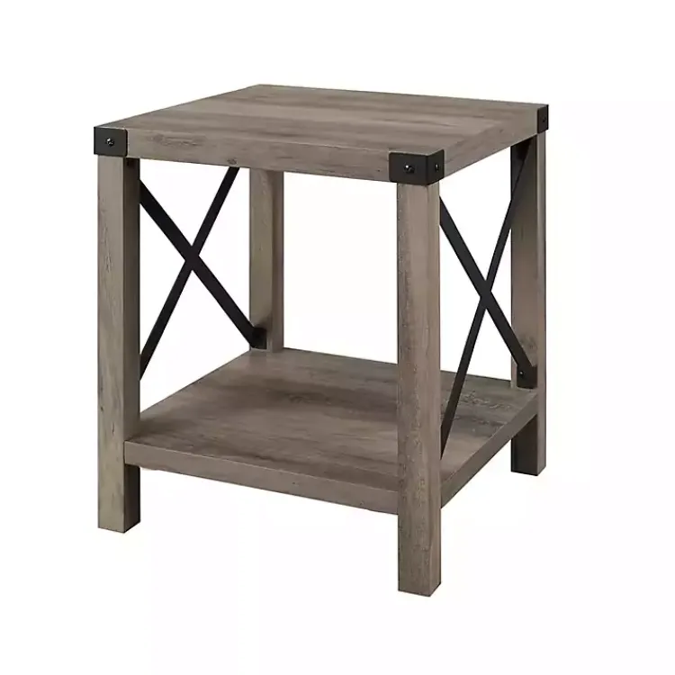 Accent & End Tables-Kirklands Home Wash Industrial X-Frame Accent Table Gray