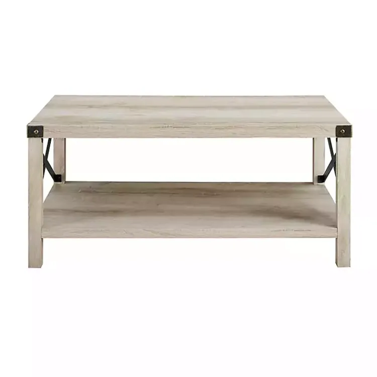 Coffee Tables-Kirklands Home Industrial X-Frame Coffee Table White