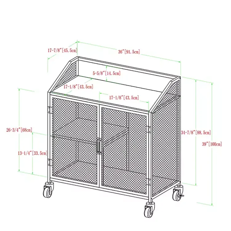 Cabinets & Sideboards-Kirklands Home Urban Mesh Door Rolling Bar Cabinet Gray