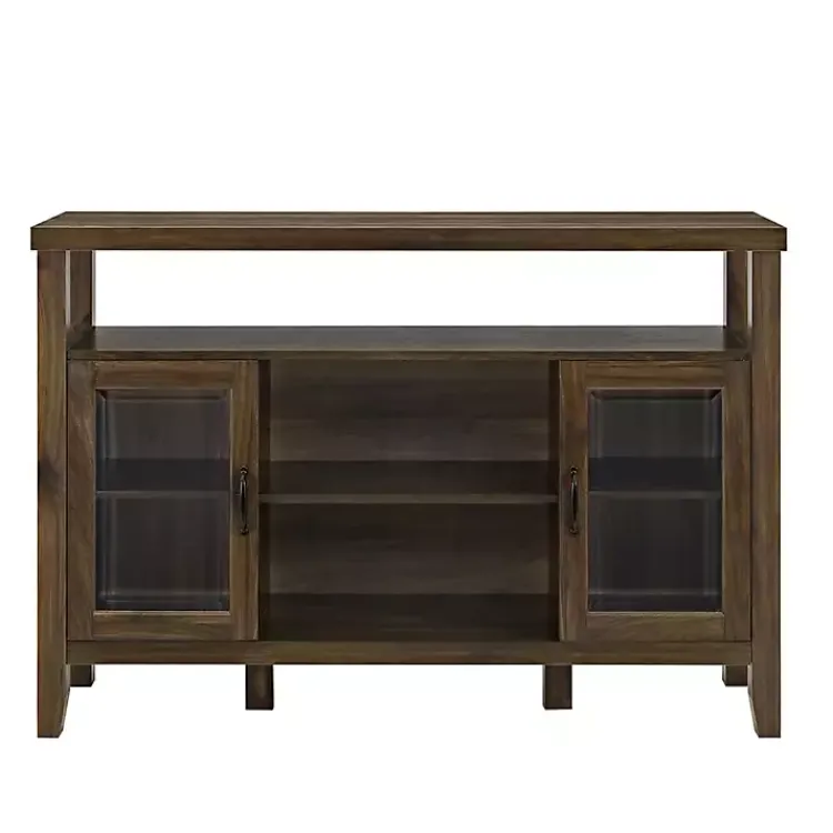 Tv Stands & Media Consoles-Kirklands Home Farmhouse Highboy Dark Walnut TV Stand Brown