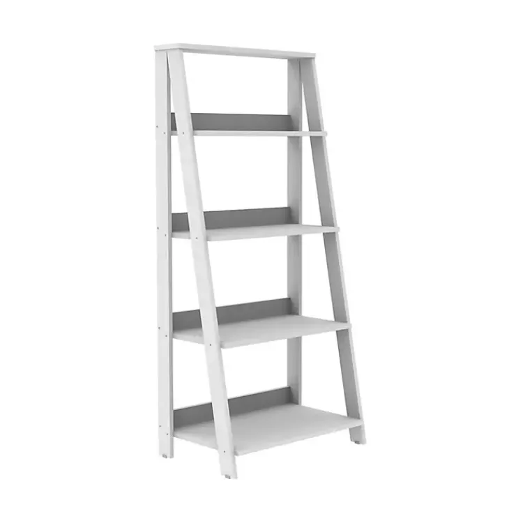 Office Furniture-Kirklands Home 4-Tier Ladder Bookshelf White
