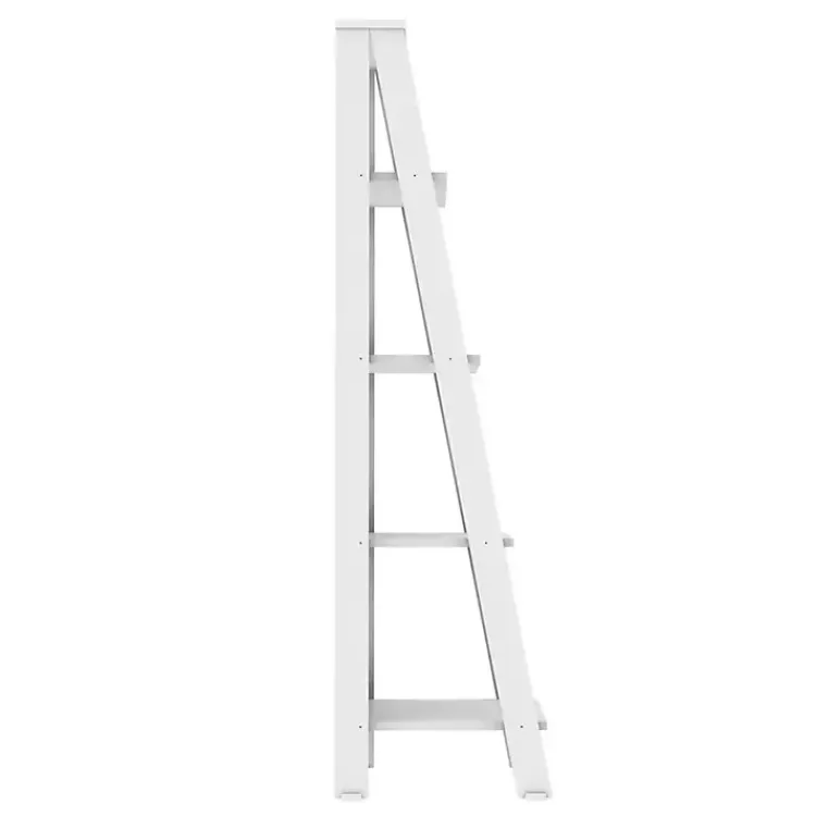 Office Furniture-Kirklands Home 4-Tier Ladder Bookshelf White