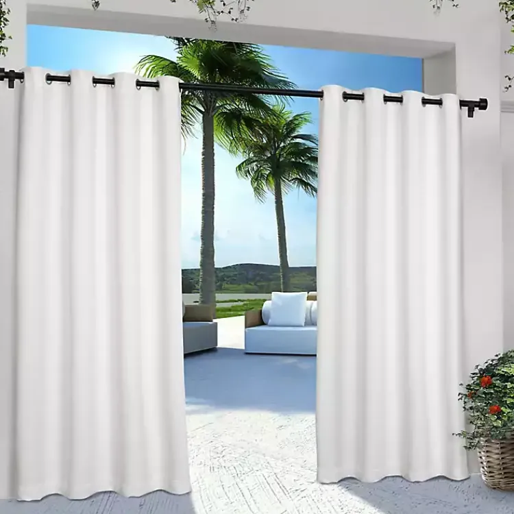 Outdoor Curtains-Kirklands Home Cabana Outdoor Curtain Panel Set, 120 in. White