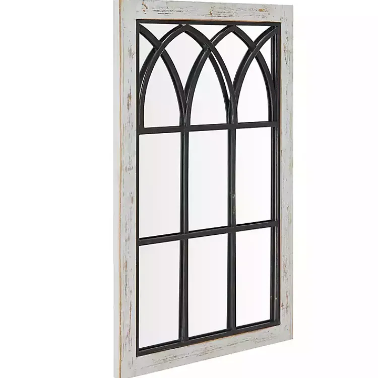 Decorative Mirrors-Kirklands Home Vista Arched Windowpane Mirror Ivory