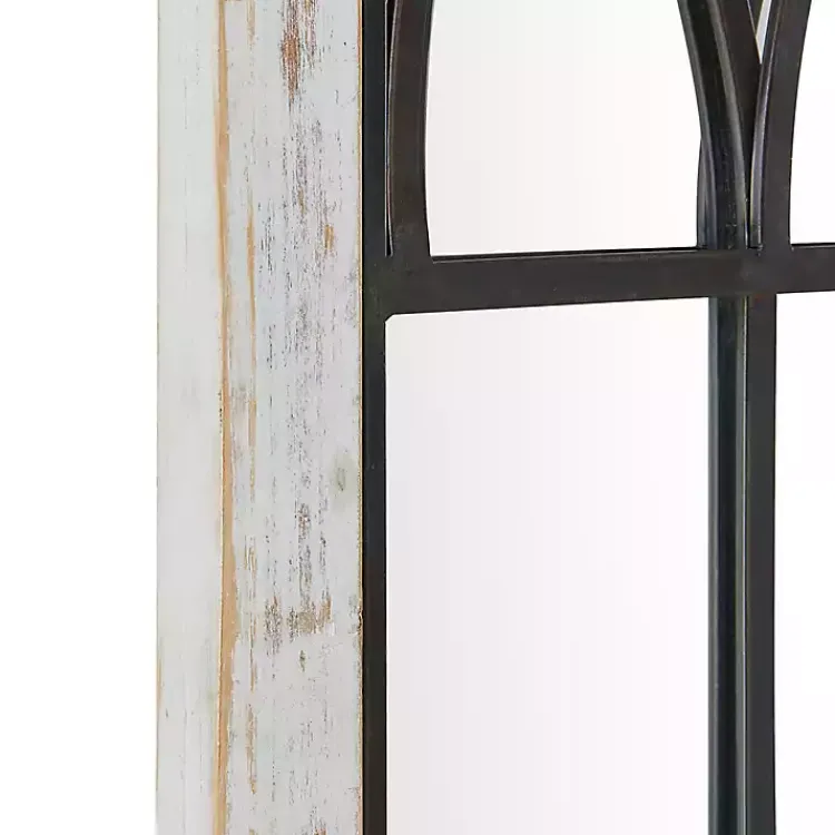 Decorative Mirrors-Kirklands Home Vista Arched Windowpane Mirror Ivory